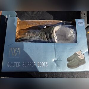 Quilted Slipper Boots - Green